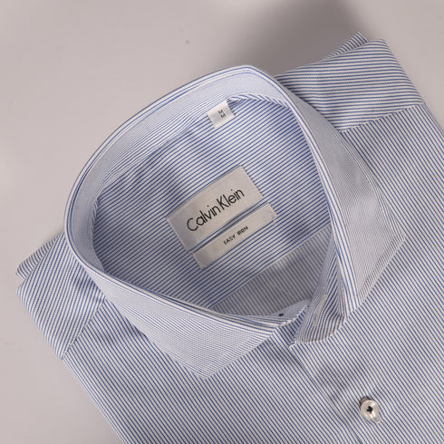 Ck White with Blue Line Stripe Shirt
